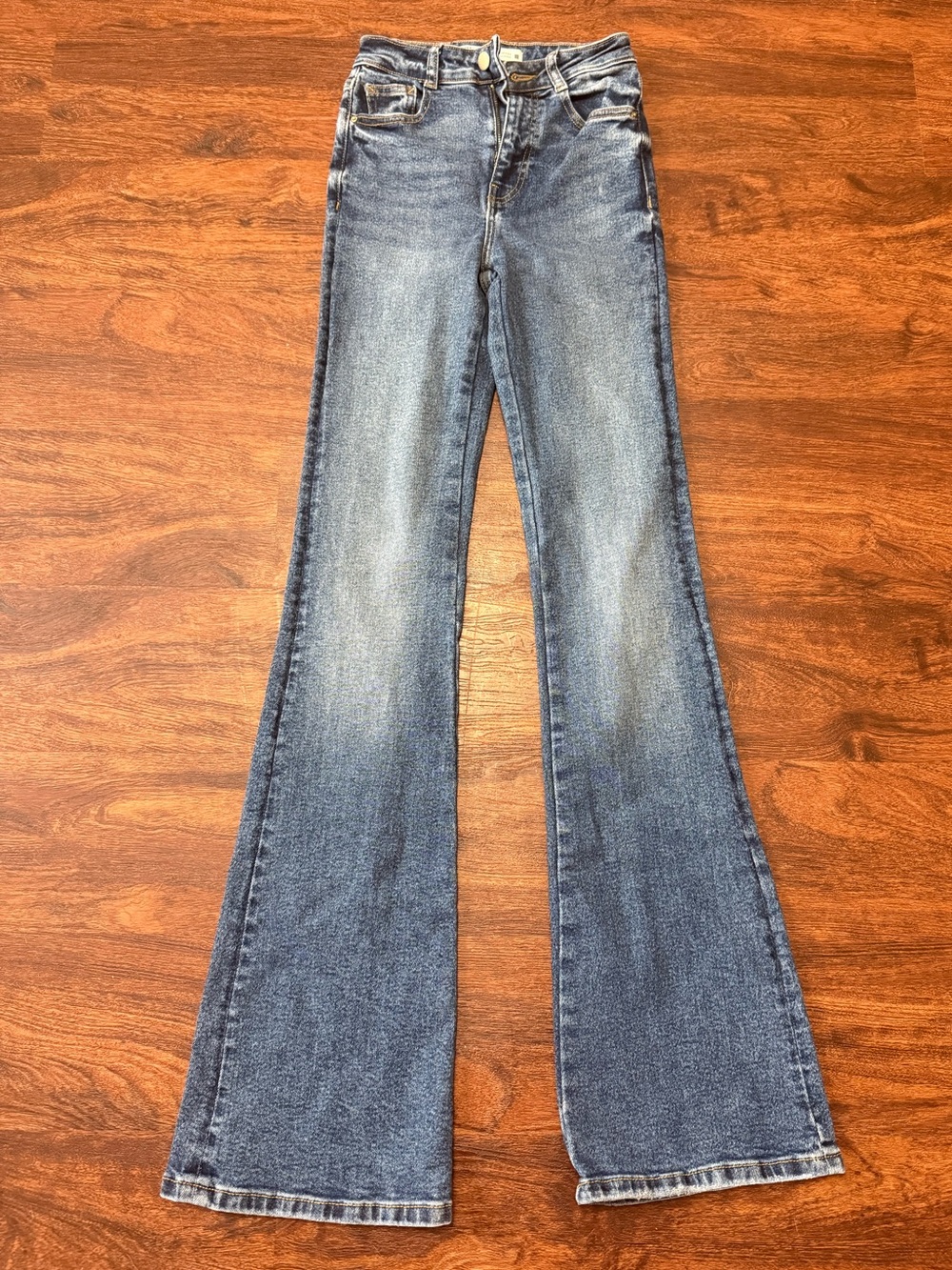 Zara Medium Blue Flare Wide-Leg Jeans